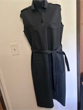 Maria Pinto Minimalist Sleeveless Black Belted Dress